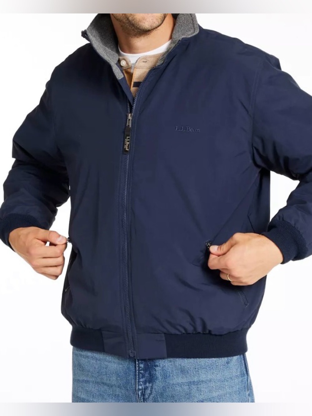 L.L. Bean Navy Men's Warm-Up Jacket, Fleece Lined size L